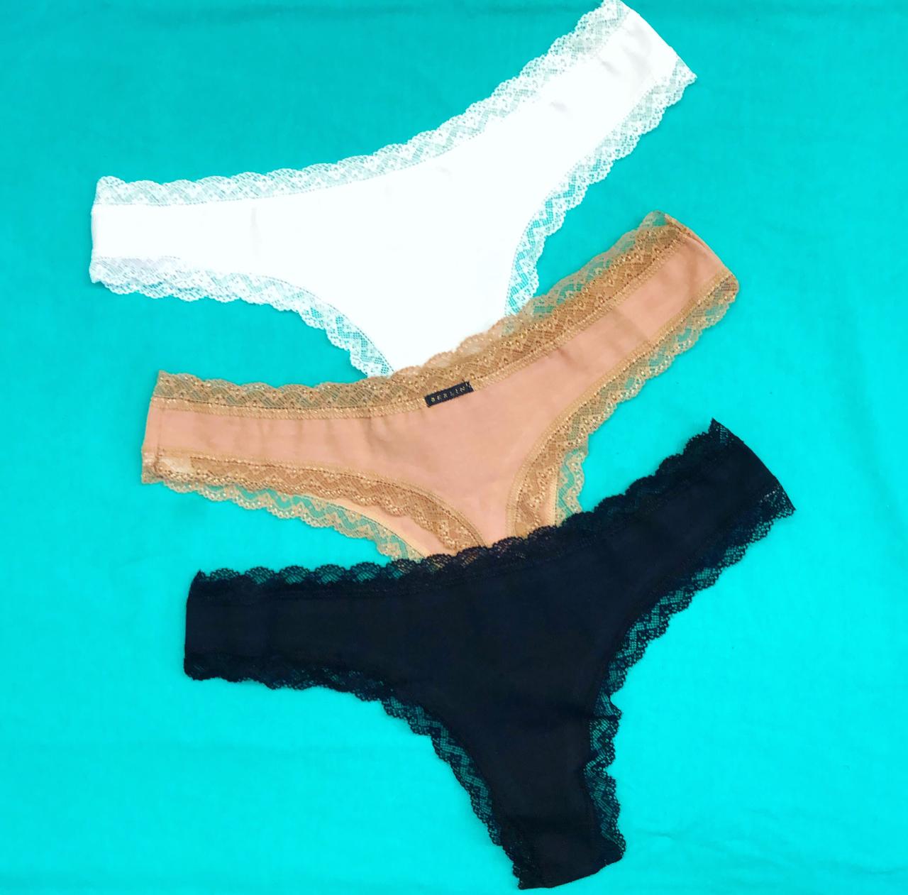 LadyVictoria - Lenceria por mayor - PACK X 3 LESS PUNTILLA ALG Y LYCRA 