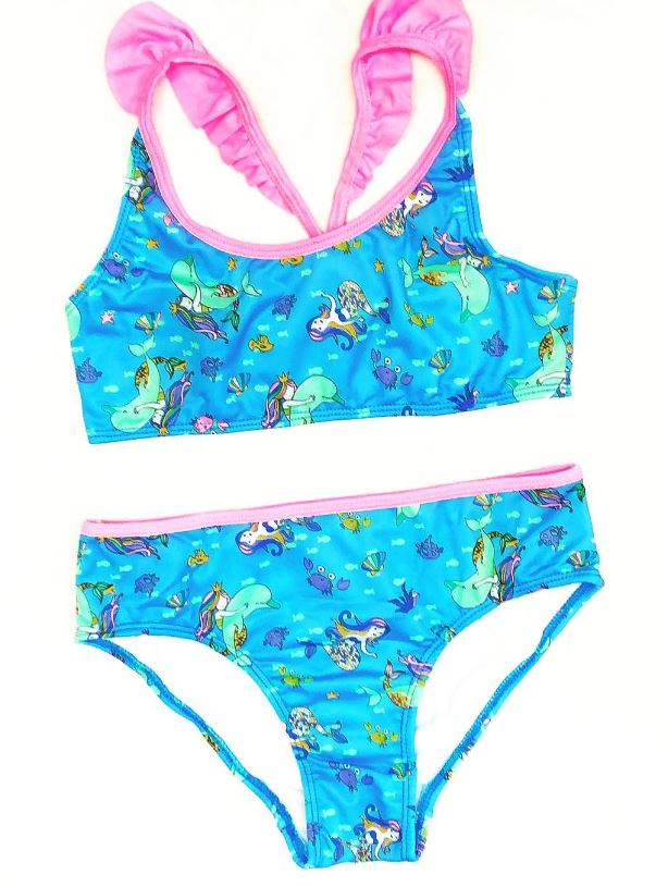 LadyVictoria - Lenceria por mayor - Conjunto bikini de malla nena Celeste