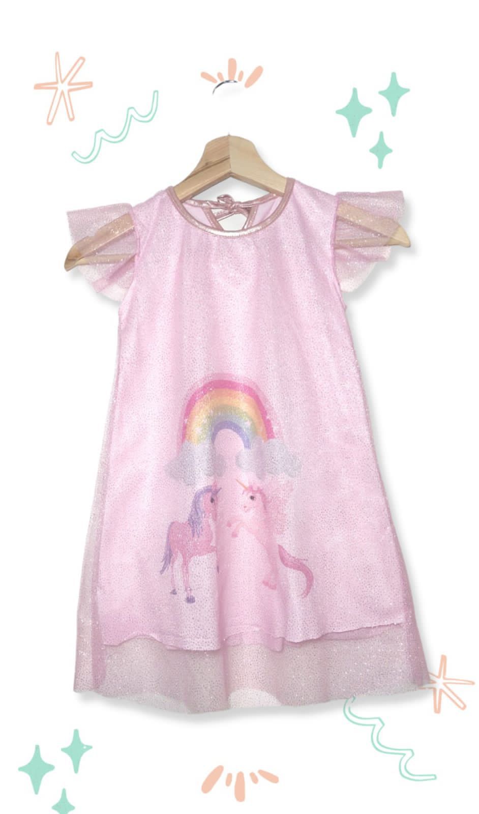 LadyVictoria - Lenceria por mayor - VESTIDO UNICORNIO ARCOIRIS CON BRILLO