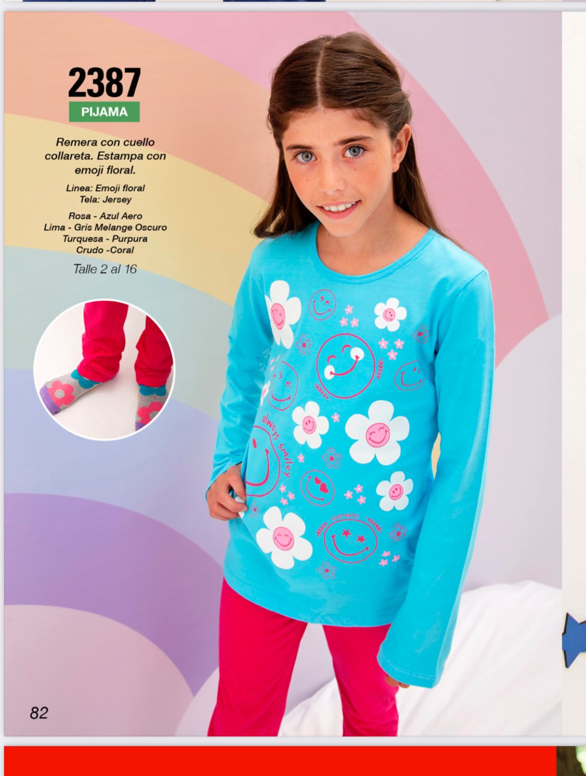 LadyVictoria - Lenceria por mayor - PIJAMA NENA EMOJI FLORAL