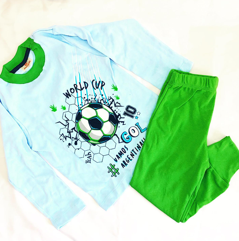 LadyVictoria - Lenceria por mayor - Pijama Invierno Nene Celeste Verde