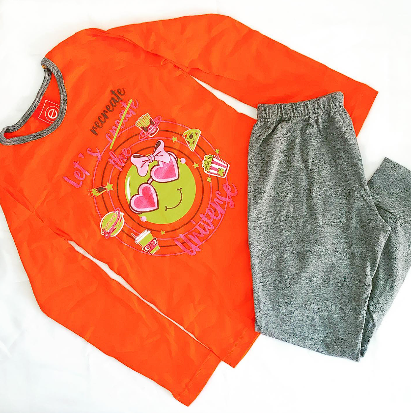 LadyVictoria - Lenceria por mayor - Pijama Invierno Nena Naranja