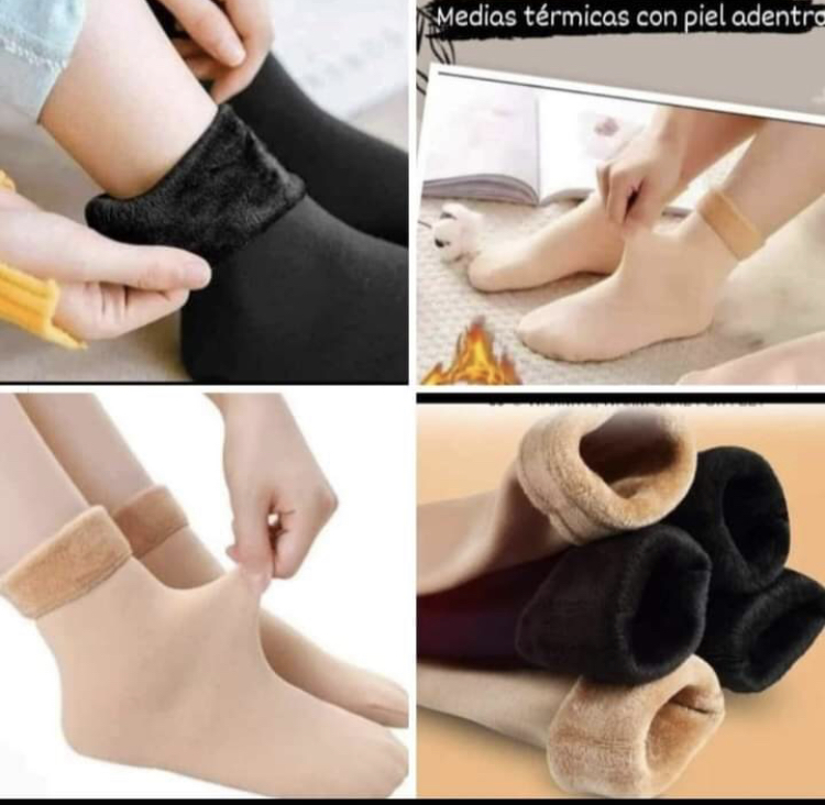 LadyVictoria - Lenceria por mayor - PACK POR 2 MEDIAS TERMICAS 3/4 MICRO POLAR