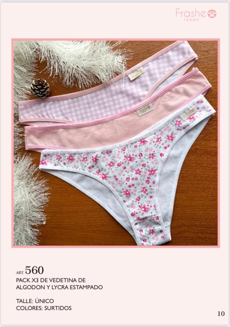 LadyVictoria - Lenceria por mayor - PACK X 3 VEDETINA ROSA TALLE U