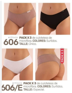 LadyVictoria - Lenceria por mayor - PACK CULOTTE LESS X 3 MICROFIBRA