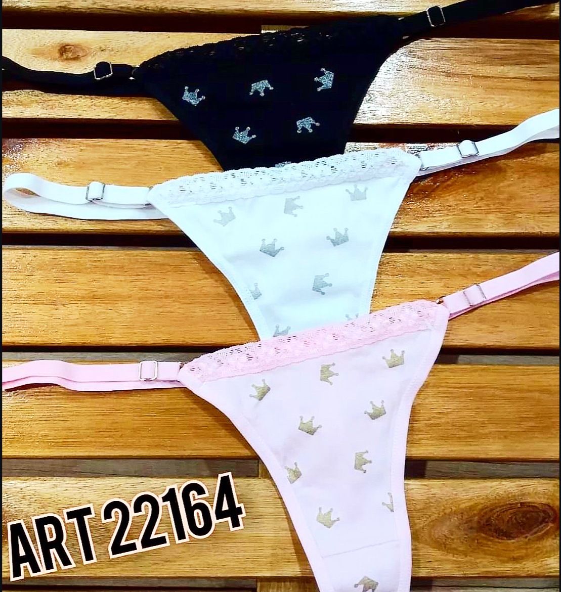 LadyVictoria - Lenceria por mayor - Cola Less Coronas Reg. Alg. C/ puntilla