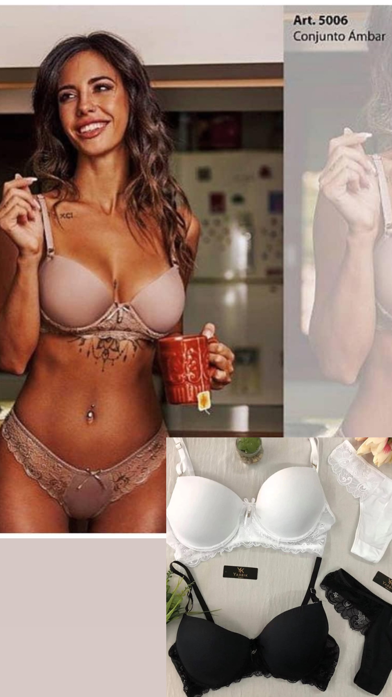 LadyVictoria - Lenceria por mayor - Conjunto taza Soft de Microfibra y Puntilla C/Less