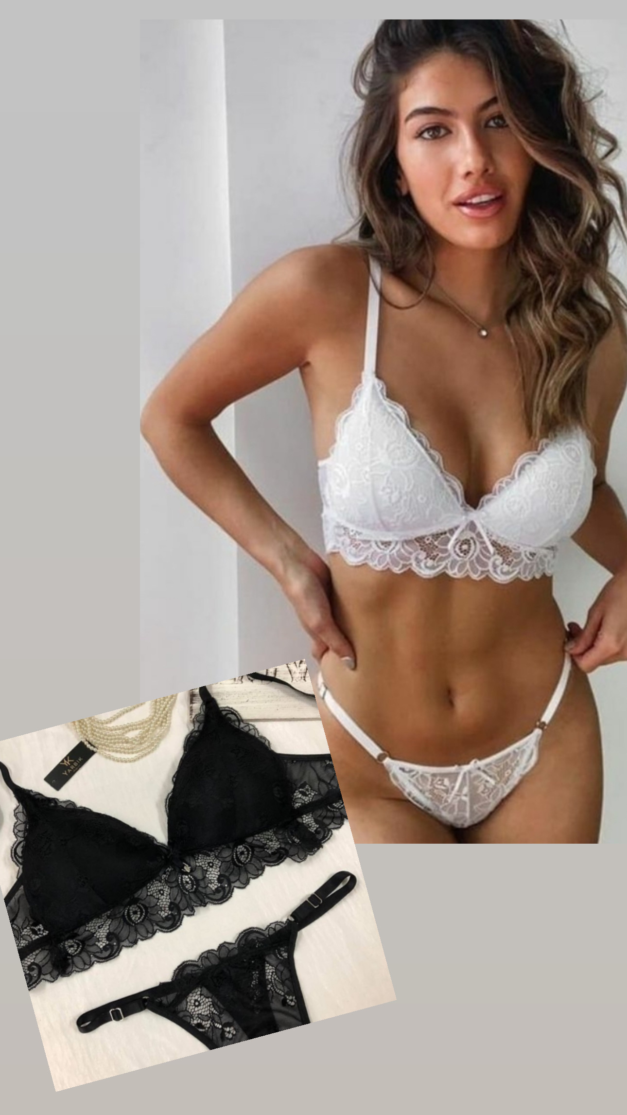 LadyVictoria - Lenceria por mayor - Conjunto Tringulo Soft Puntilla c/ Less Reg