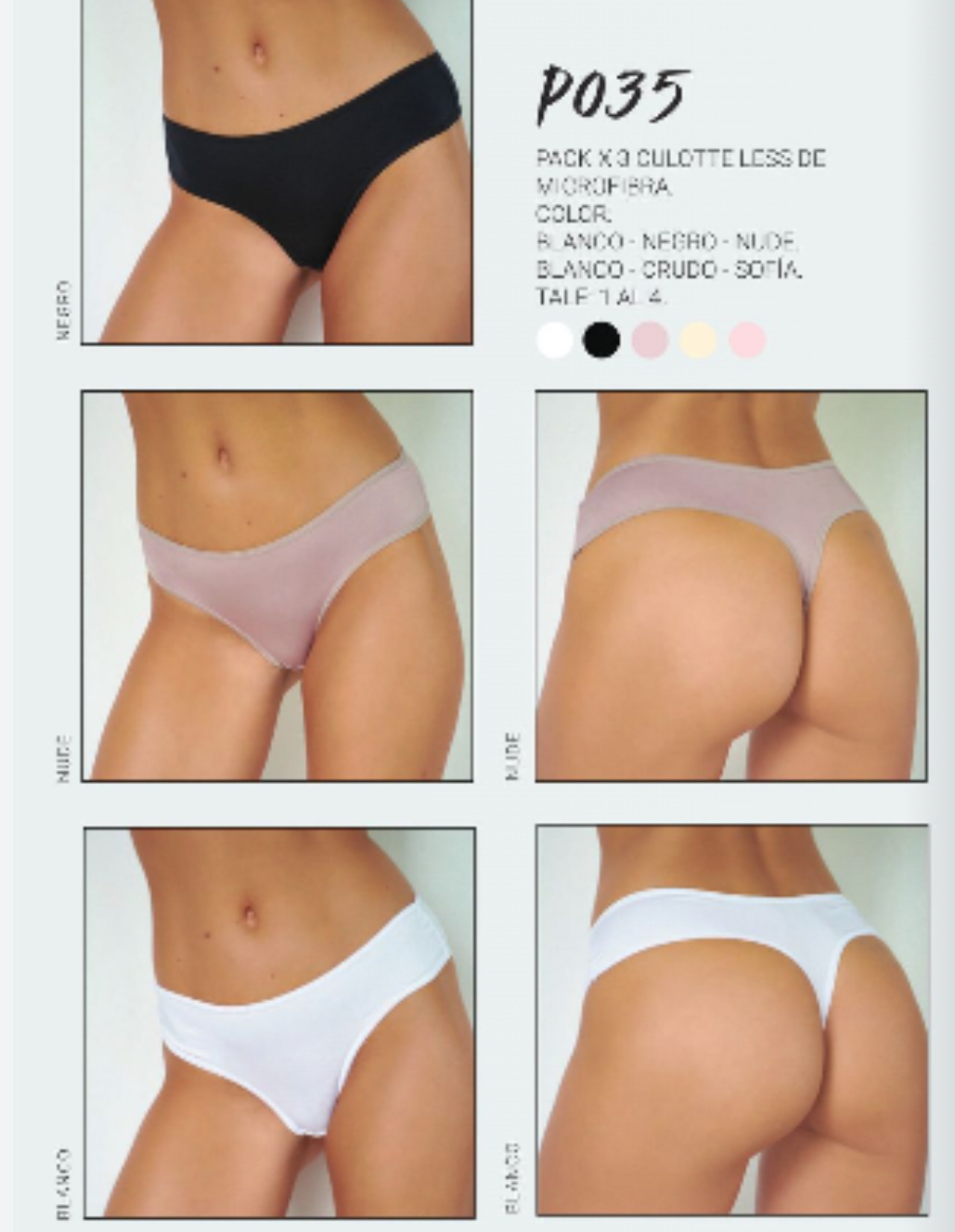 LadyVictoria - Lenceria por mayor - CULOTTE LESS MICROFIBRA X 3