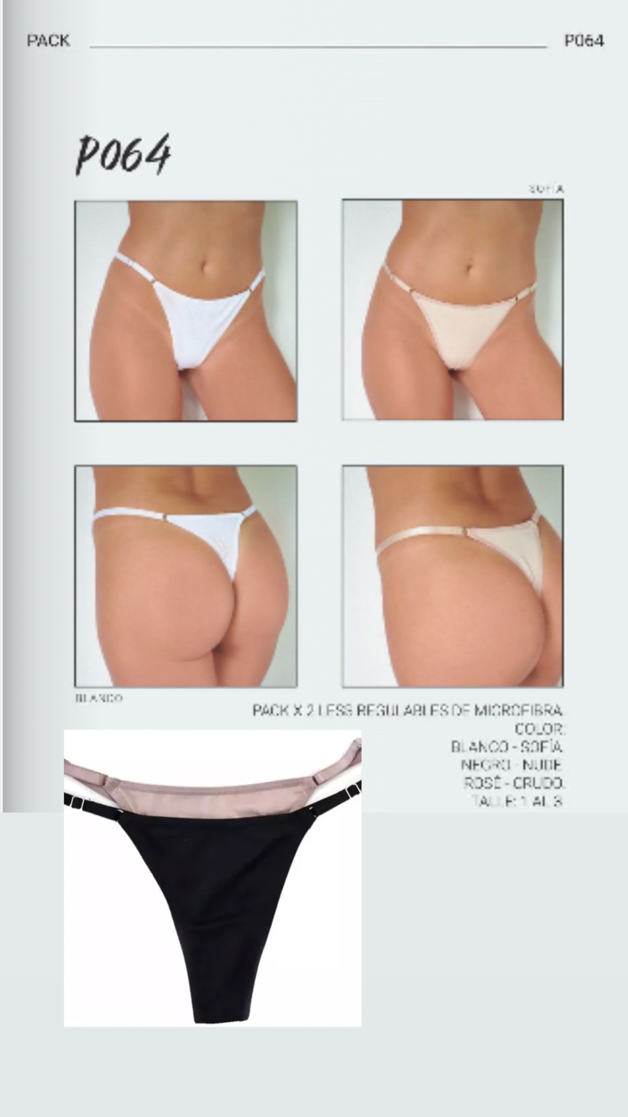 LadyVictoria - Lenceria por mayor - Pack x 2 Cola Les Regulables de Microfibra