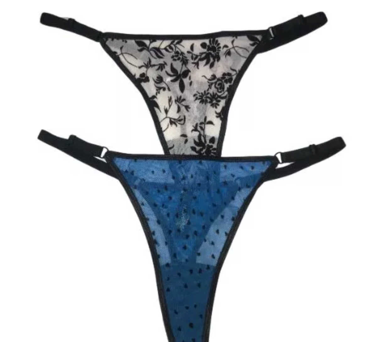 LadyVictoria - Lenceria por mayor - Cola Less Reg. De Tul Estampada Pack x 2