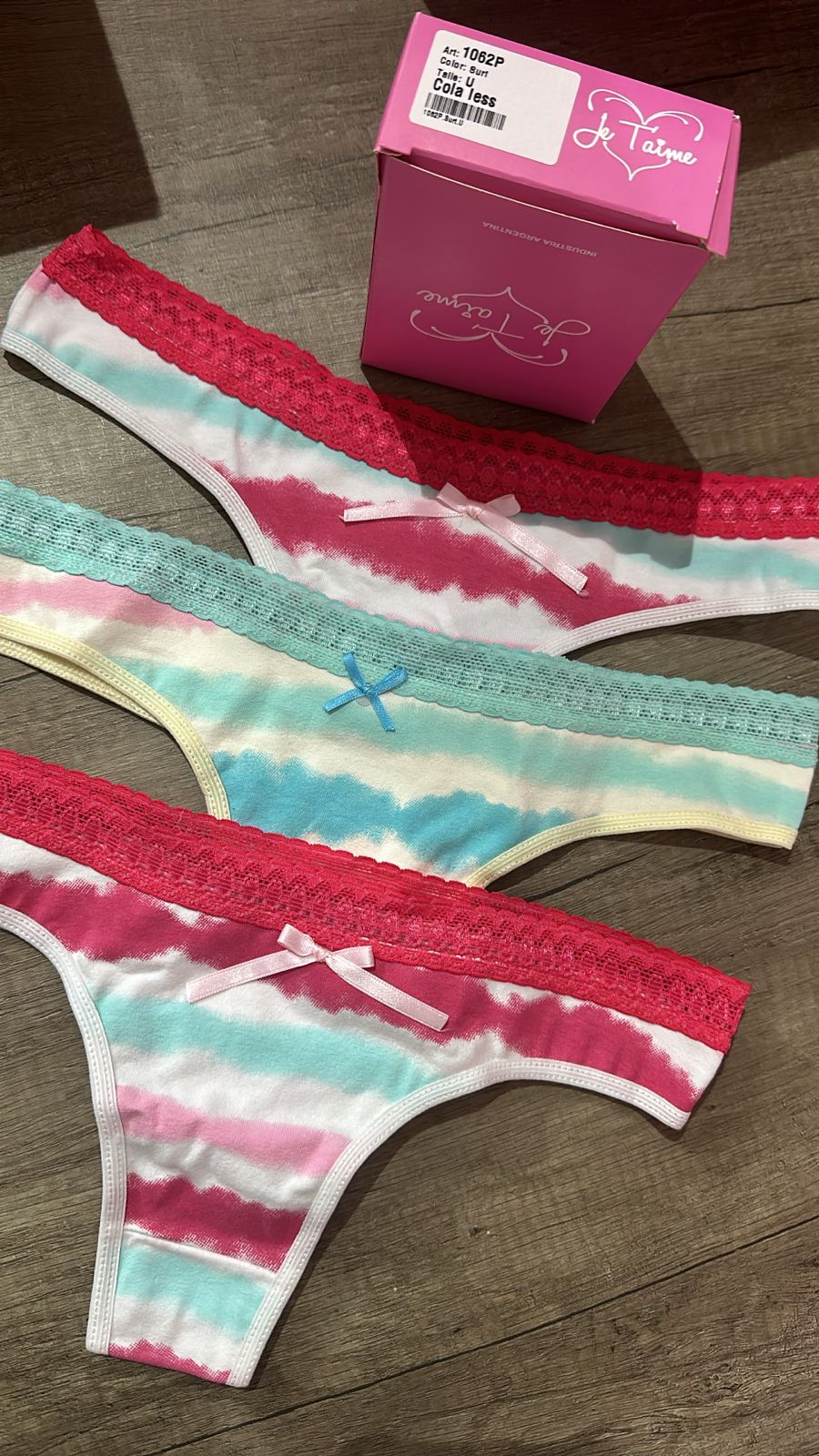 LadyVictoria - Lenceria por mayor - Pack x 3 Cola Less alg y lycra c/ puntilla