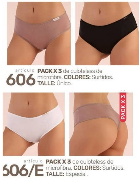 LadyVictoria - Lenceria por mayor - PACK X 3 DE CULOTTE LESS MICROFIBRA