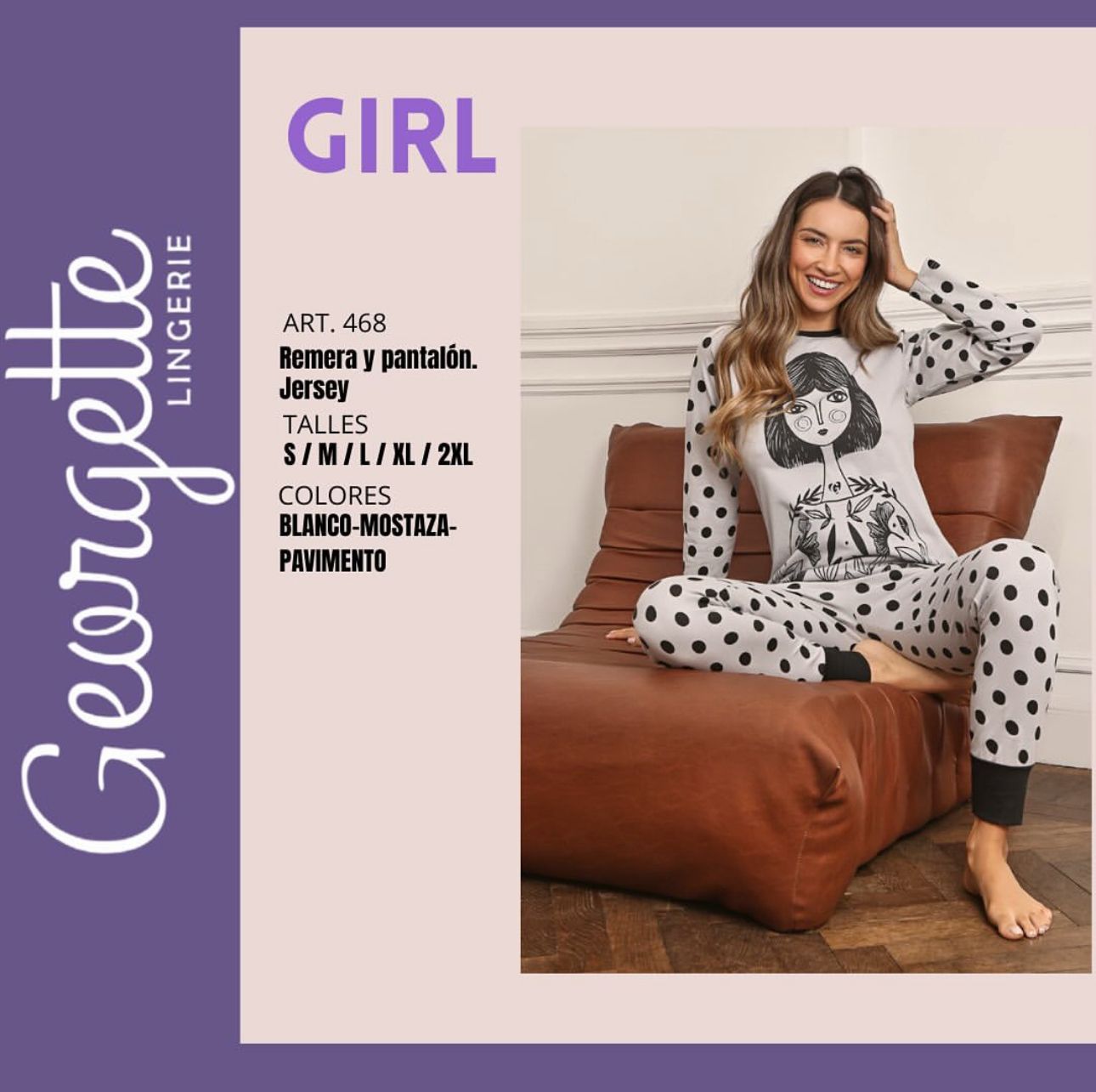 LadyVictoria - Lenceria por mayor - PIJAMA JERSEY CAMISETA Y PANTALON