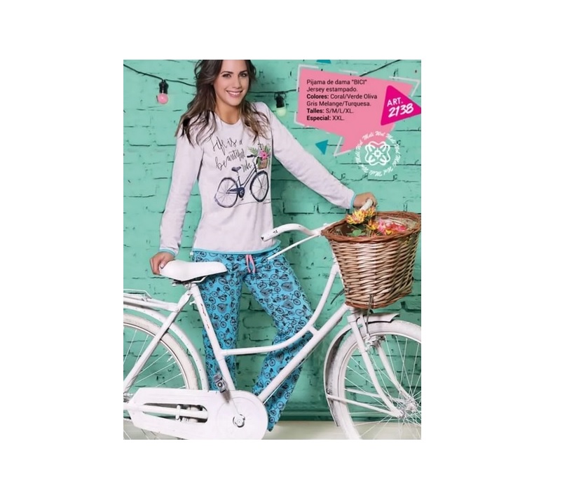 LadyVictoria - Lenceria por mayor - WOL MELI - PIJAMA DE MUJER BICI INVIERNO
