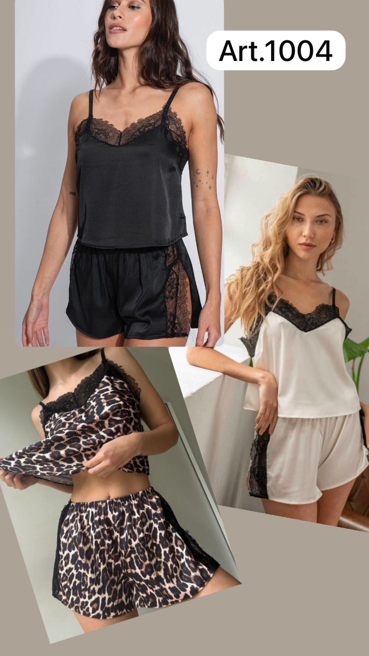 LadyVictoria - Lenceria por mayor - MUSCULOSA Y SHORT  DE RASO