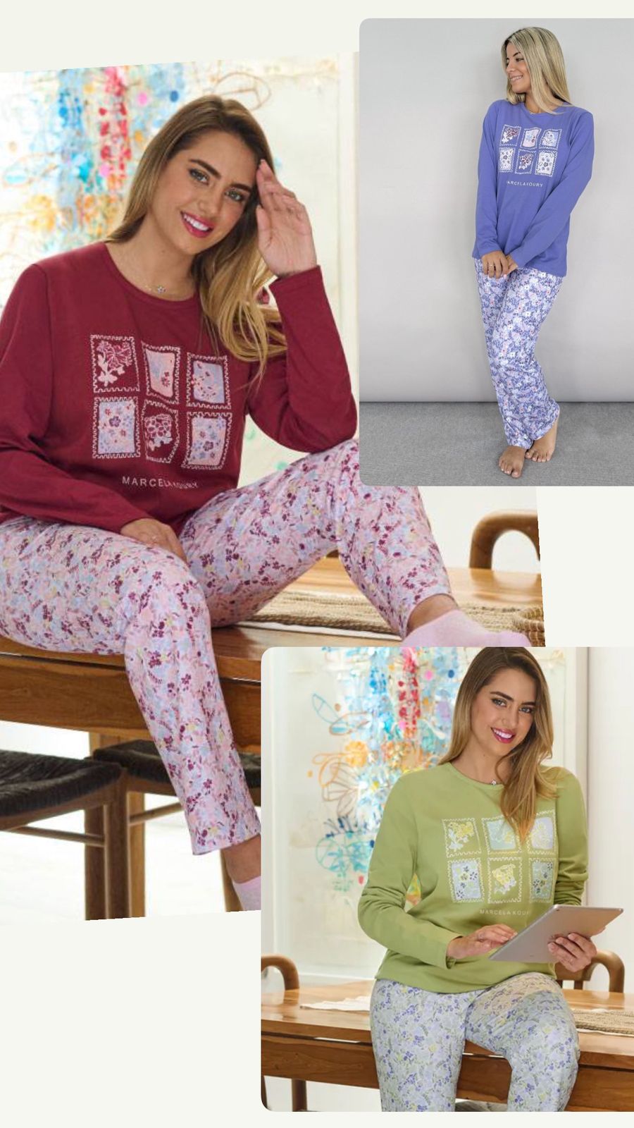 LadyVictoria - Lenceria por mayor - Pijama de jersey manga LARGA y pantaln estampado