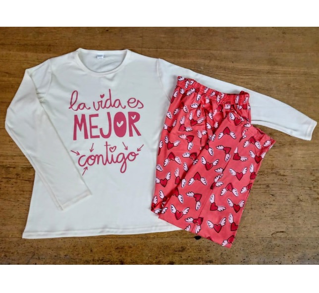 LadyVictoria - Lenceria por mayor - PIJAMA DE MUJER FRASES INVIERNO
